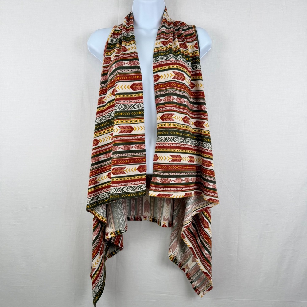 Wrangler Womens Southwestern Geometric Print Open Front Vest Women's Medium